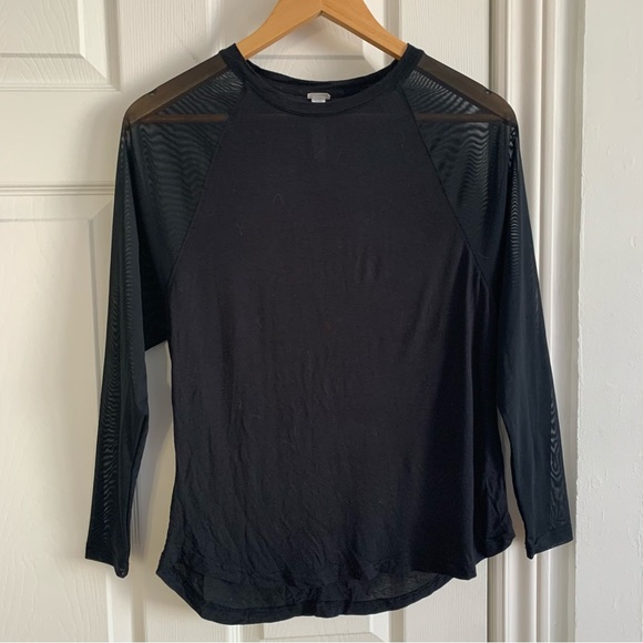 Diadora Black Mesh Sheer Sleeve Black Baseball Tee - Picture 8 of 8